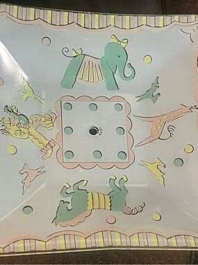Vintage Glass Ceiling Light Cover Children's Circus Decor - Flush mount